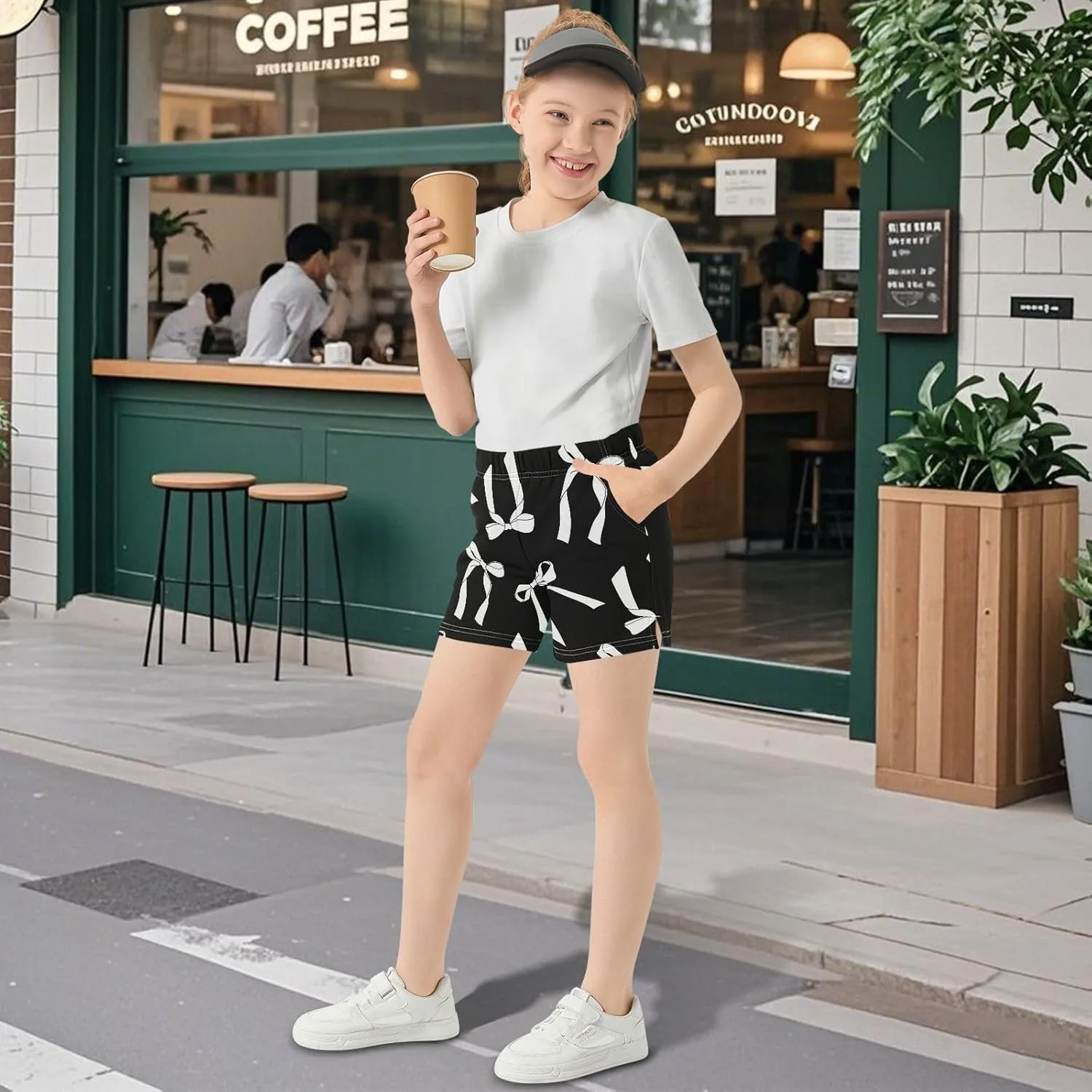 Girls Athletic Shorts Summer Elastic Casual Shorts with Pockets Kids Bottom Sports for Girls 7-15Y