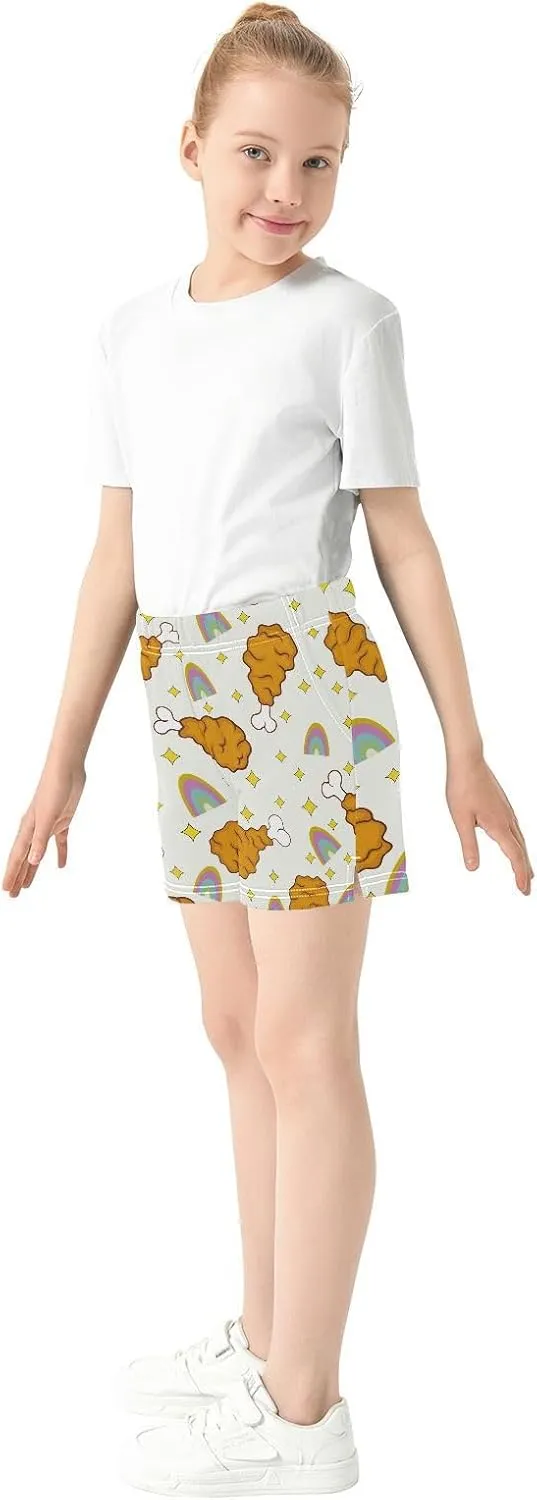 Girls Athletic Shorts Summer Elastic Casual Shorts with Pockets Kids Bottom Sports for Girls 7-15Y