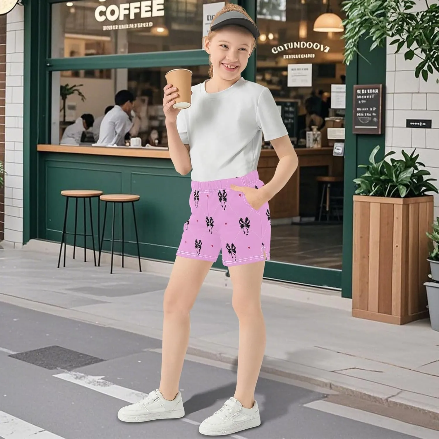 Girls Athletic Shorts Summer Elastic Casual Shorts with Pockets Kids Bottom Sports for Girls 7-15Y