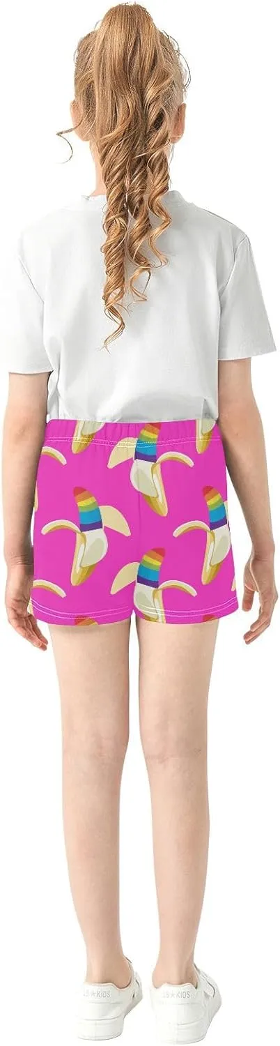 Girls Athletic Shorts Summer Elastic Casual Shorts with Pockets Kids Bottom Sports for Girls 7-15Y