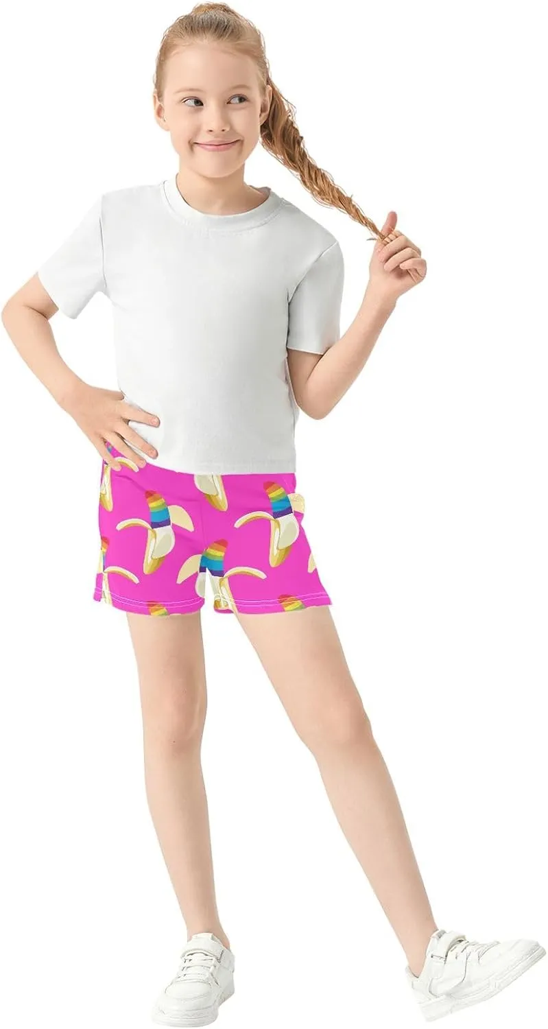 Girls Athletic Shorts Summer Elastic Casual Shorts with Pockets Kids Bottom Sports for Girls 7-15Y