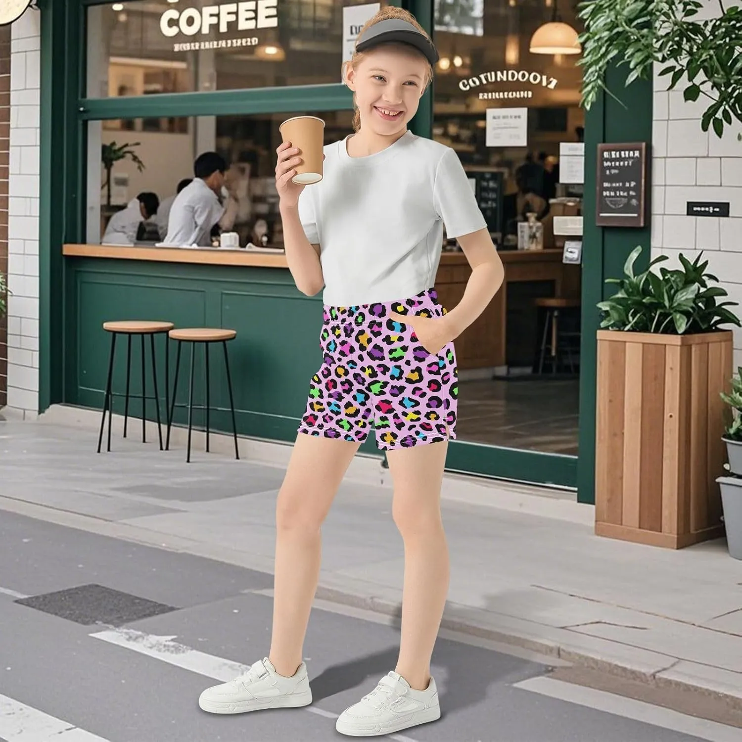 Girls Athletic Shorts Summer Elastic Casual Shorts with Pockets Kids Bottom Sports for Girls 7-15Y