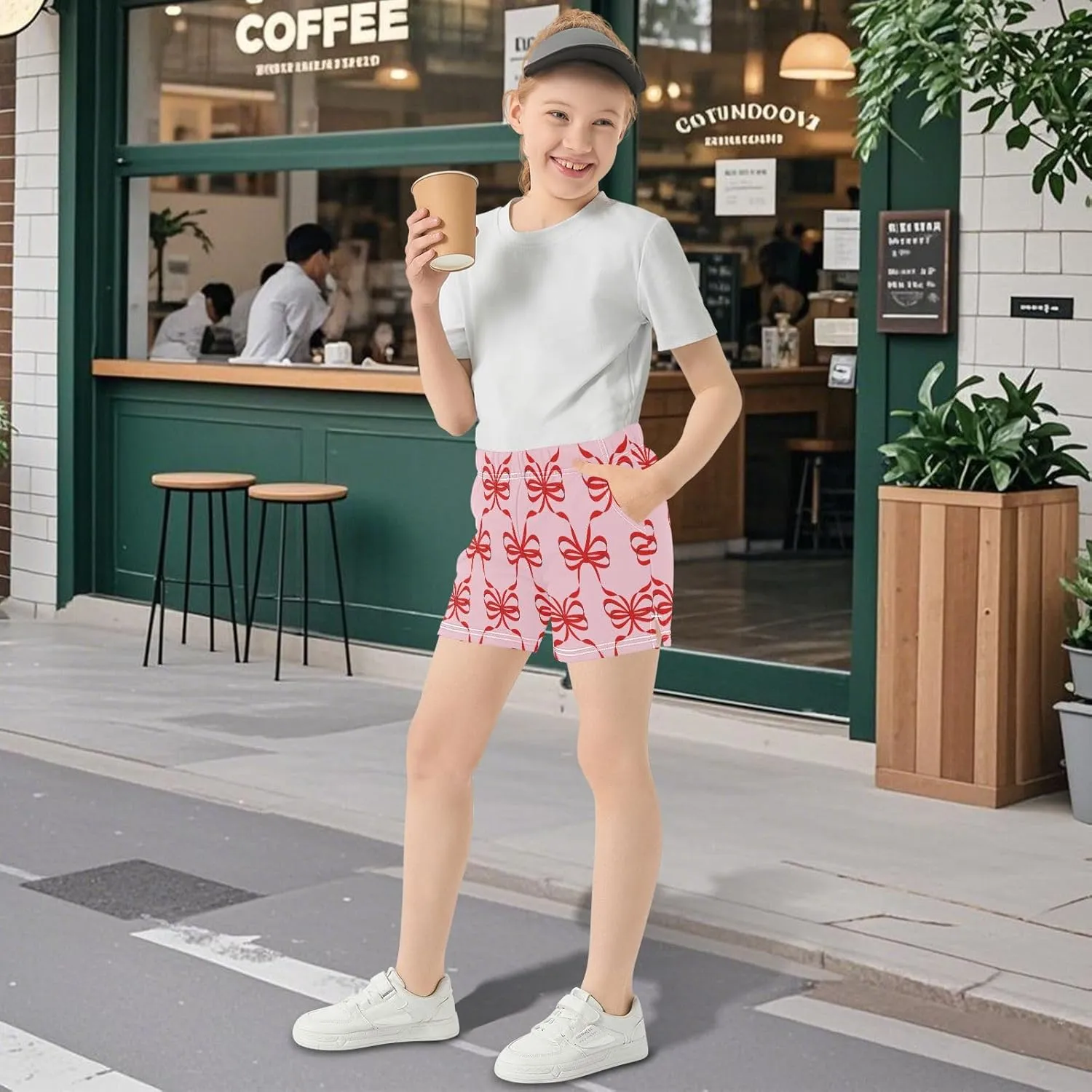 Girls Athletic Shorts Summer Elastic Casual Shorts with Pockets Kids Bottom Sports for Girls 7-15Y