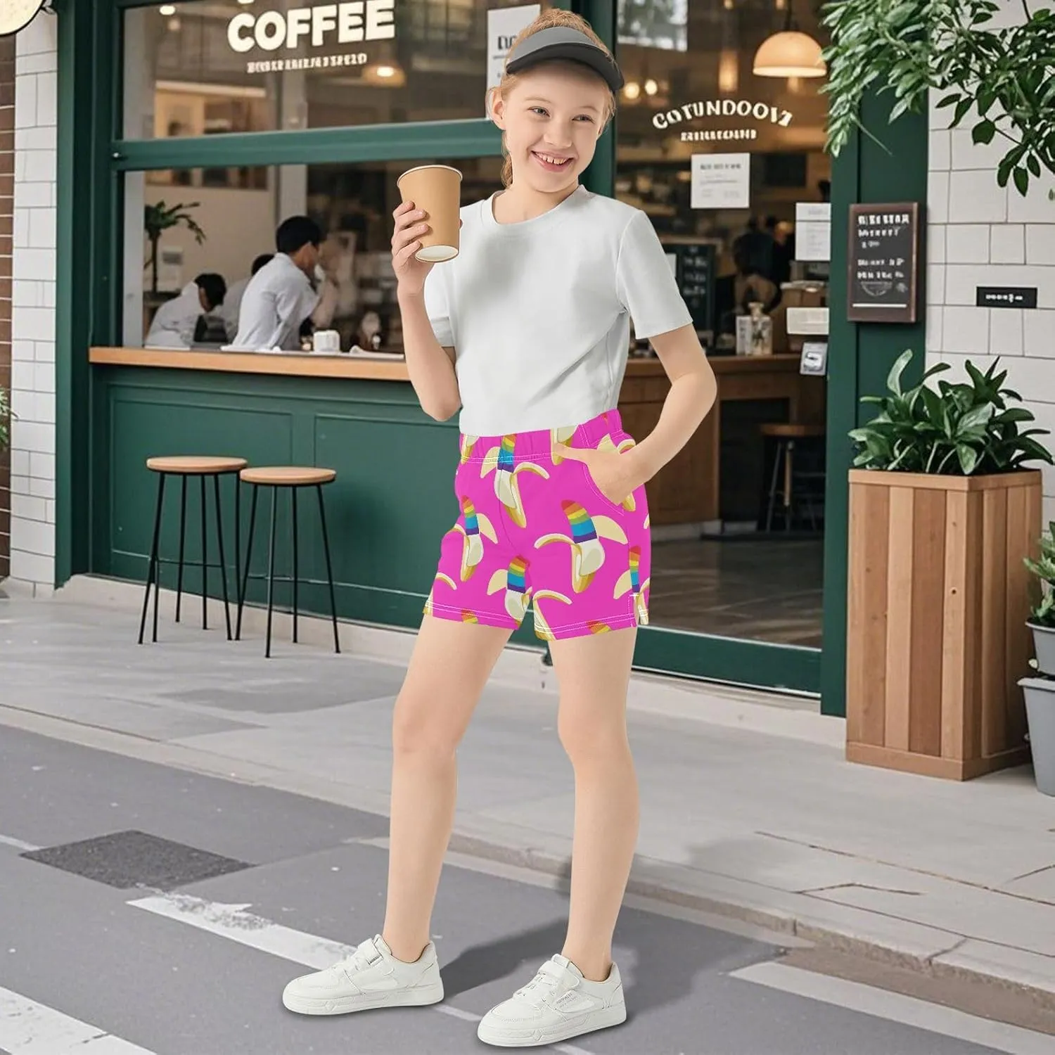 Girls Athletic Shorts Summer Elastic Casual Shorts with Pockets Kids Bottom Sports for Girls 7-15Y