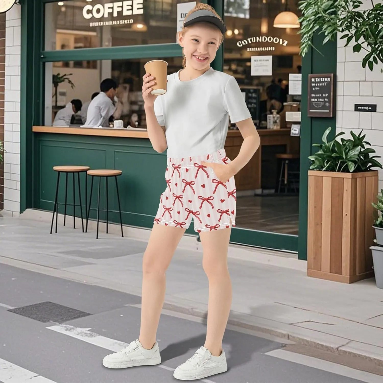 Girls Athletic Shorts Summer Elastic Casual Shorts with Pockets Kids Bottom Sports for Girls 7-15Y