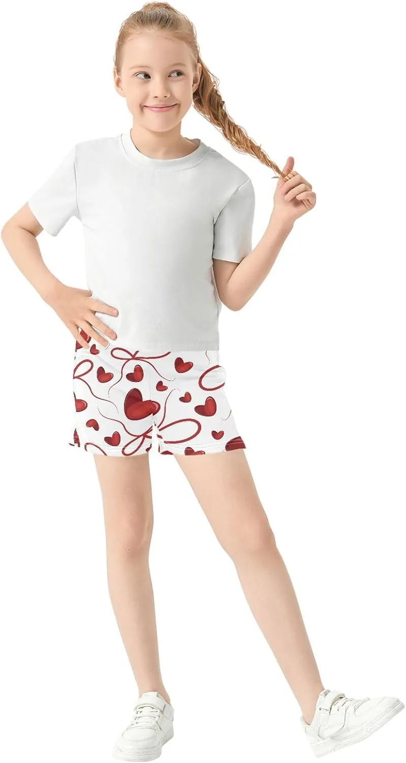 Girls Athletic Shorts Summer Elastic Casual Shorts with Pockets Kids Bottom Sports for Girls 7-15Y