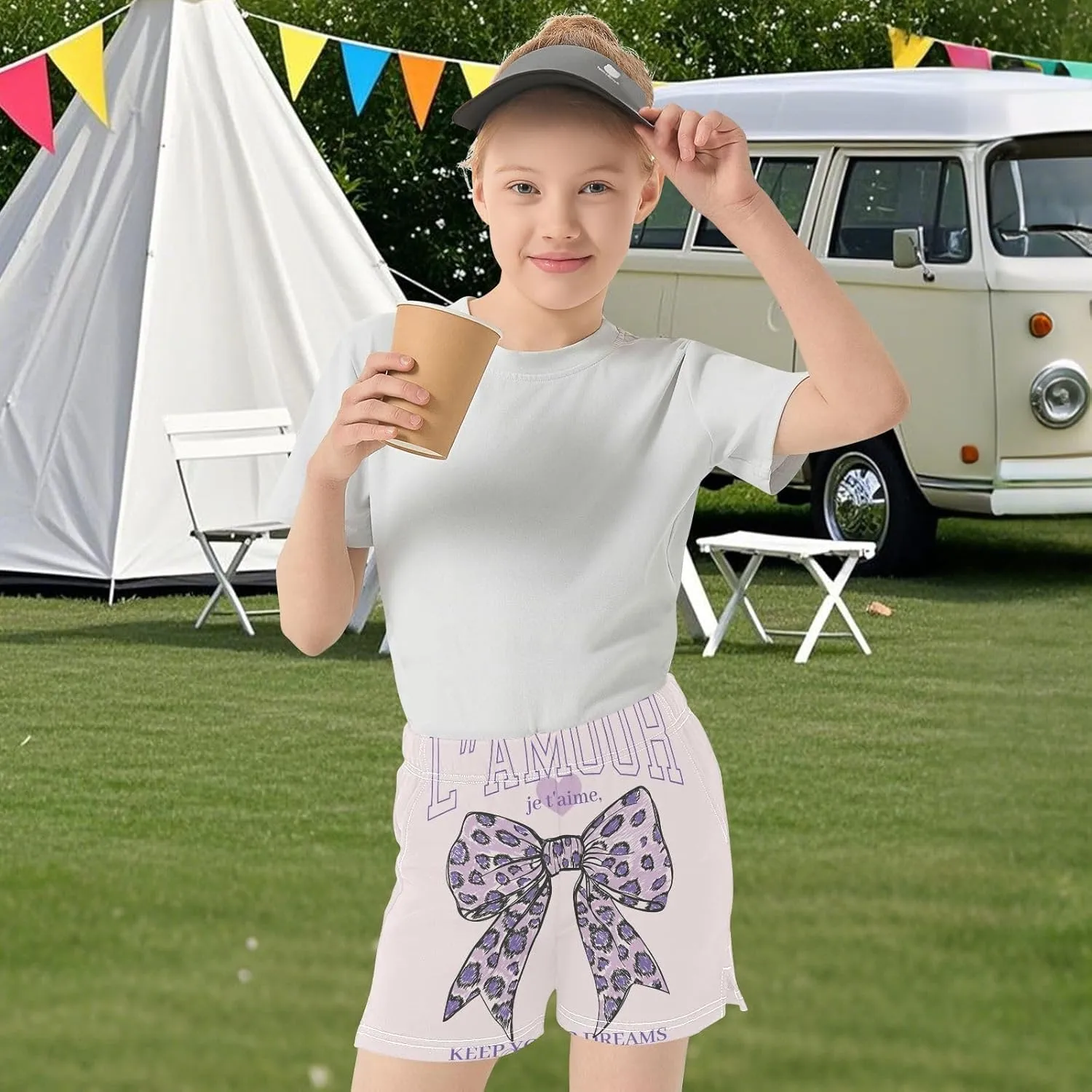 Girls Athletic Shorts Summer Elastic Casual Shorts with Pockets Kids Bottom Sports for Girls 7-15Y