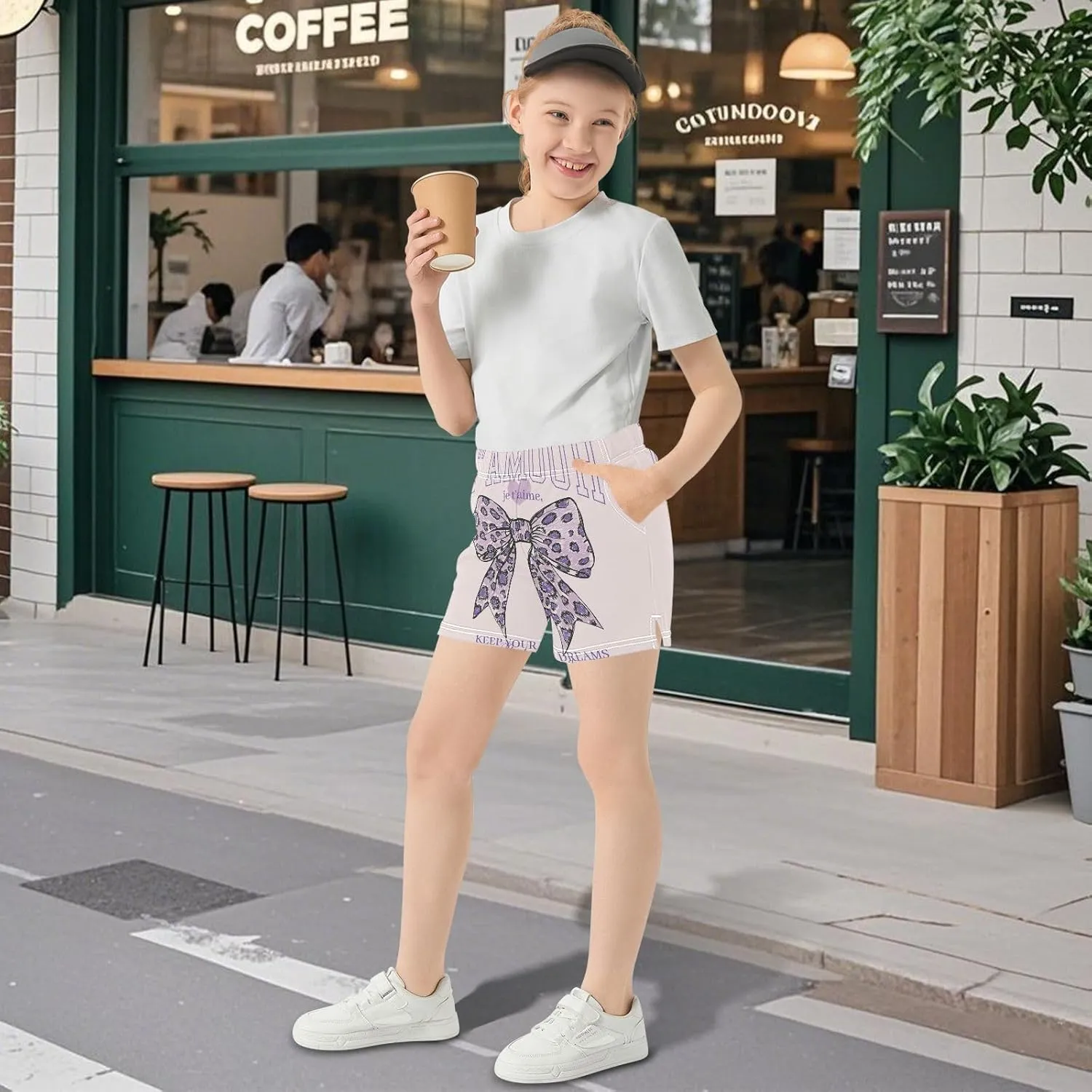Girls Athletic Shorts Summer Elastic Casual Shorts with Pockets Kids Bottom Sports for Girls 7-15Y