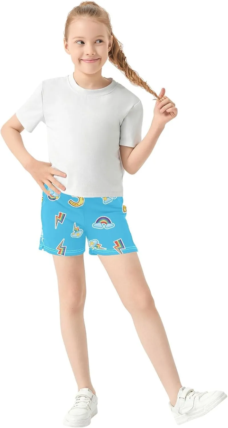 Girls Athletic Shorts Summer Elastic Casual Shorts with Pockets Kids Bottom Sports for Girls 7-15Y