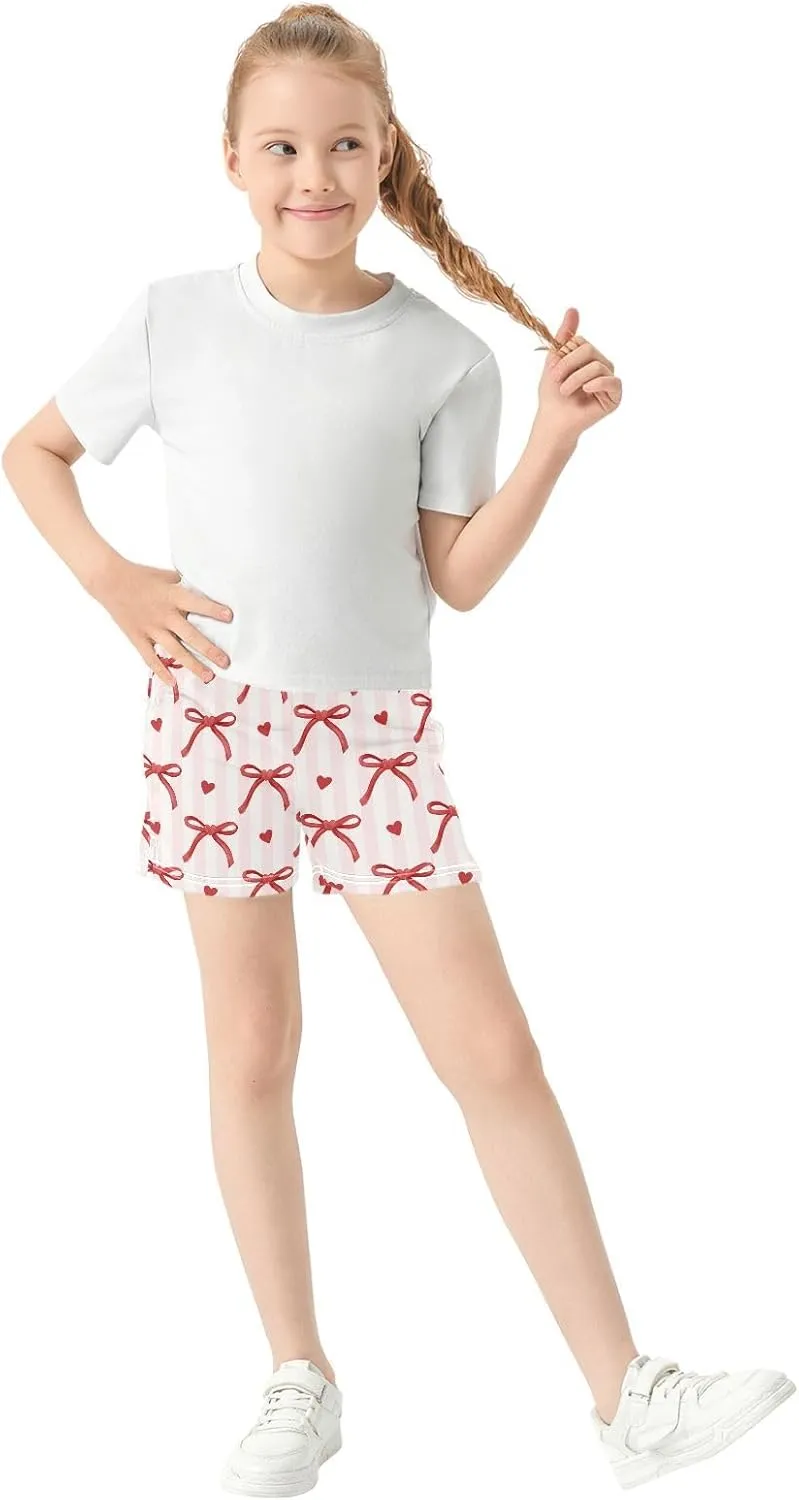 Girls Athletic Shorts Summer Elastic Casual Shorts with Pockets Kids Bottom Sports for Girls 7-15Y