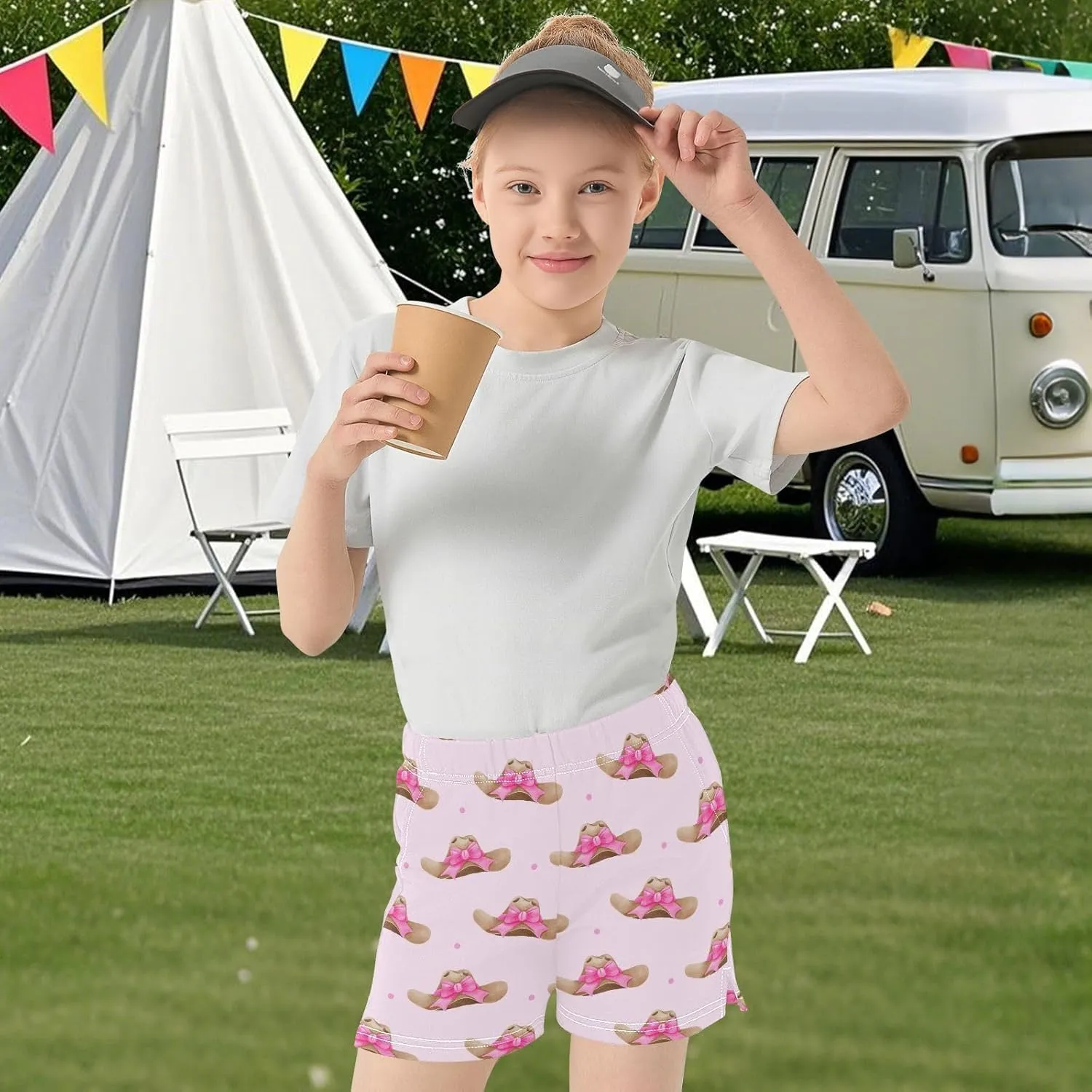 Girls Athletic Shorts Summer Elastic Casual Shorts with Pockets Kids Bottom Sports for Girls 7-15Y