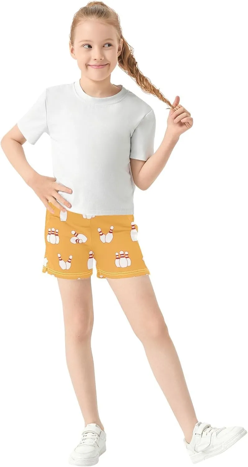 Girls Athletic Shorts Summer Elastic Casual Shorts with Pockets Kids Bottom Sports for Girls 7-15Y