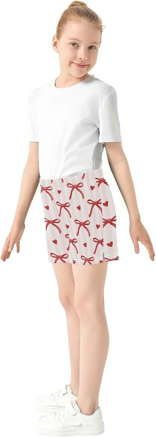 Girls Athletic Shorts Summer Elastic Casual Shorts with Pockets Kids Bottom Sports for Girls 7-15Y