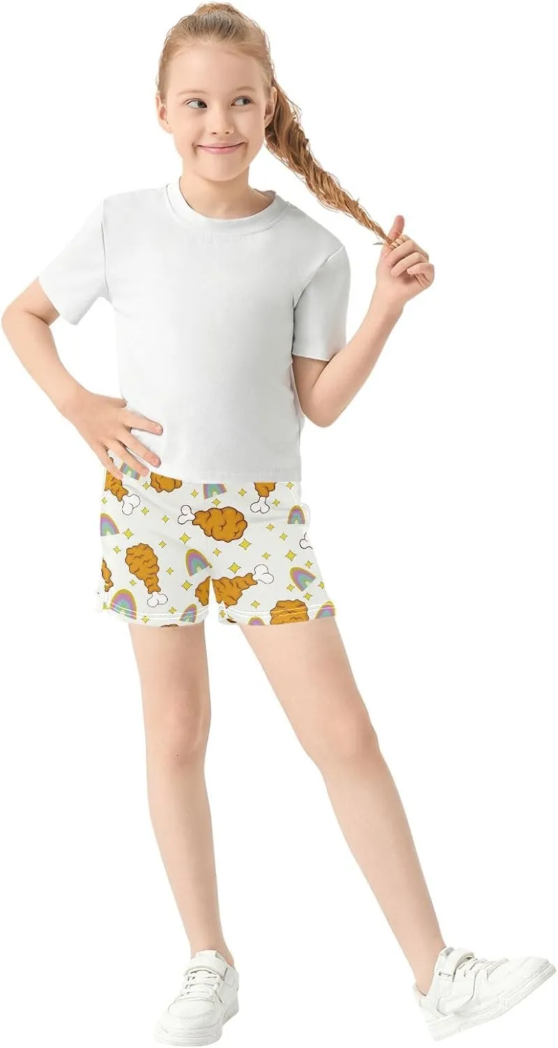 Girls Athletic Shorts Summer Elastic Casual Shorts with Pockets Kids Bottom Sports for Girls 7-15Y