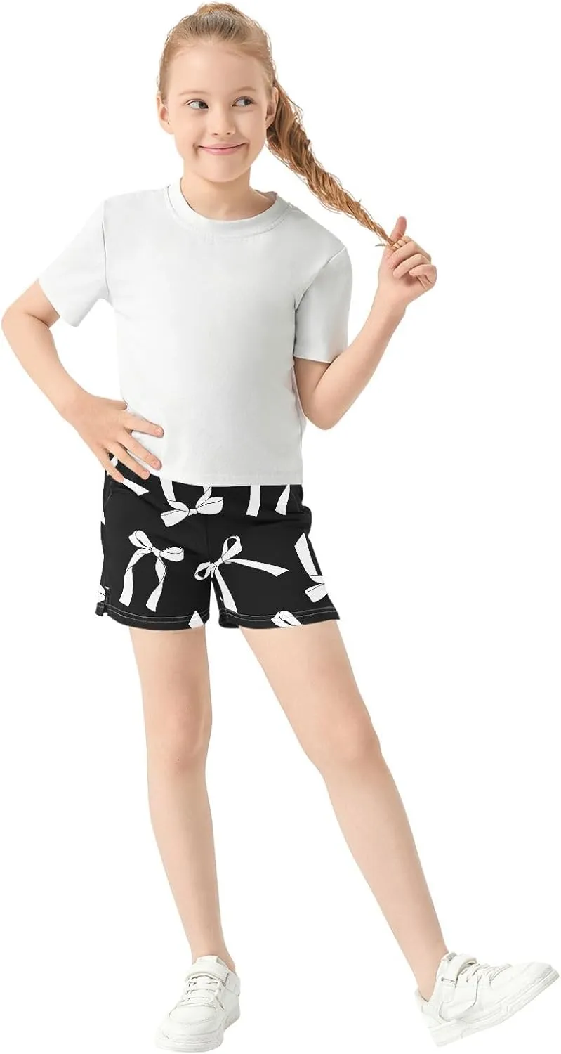 Girls Athletic Shorts Summer Elastic Casual Shorts with Pockets Kids Bottom Sports for Girls 7-15Y