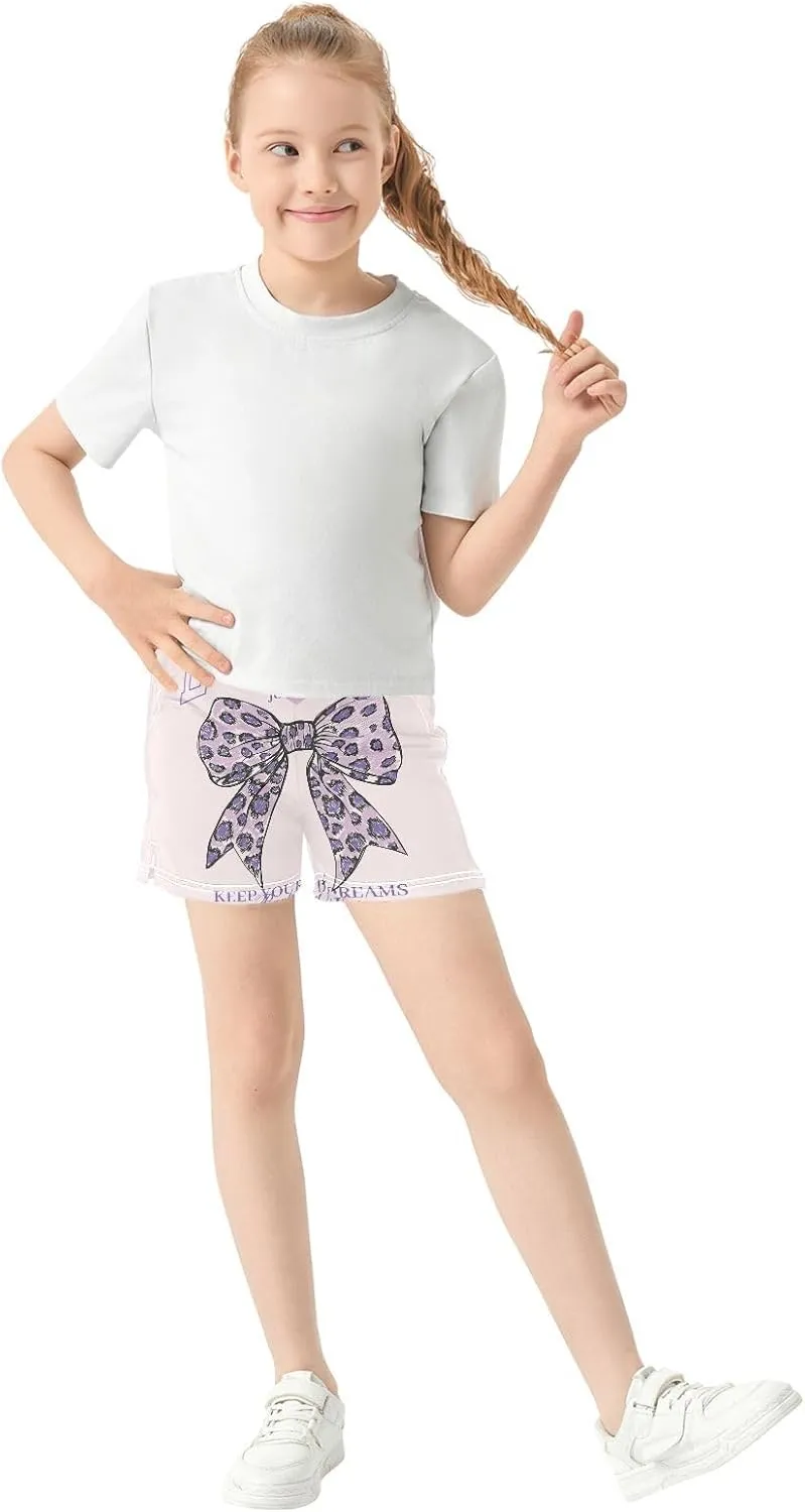 Girls Athletic Shorts Summer Elastic Casual Shorts with Pockets Kids Bottom Sports for Girls 7-15Y