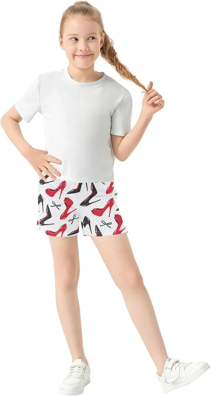 Girls Athletic Shorts Summer Elastic Casual Shorts with Pockets Kids Bottom Sports for Girls 7-15Y