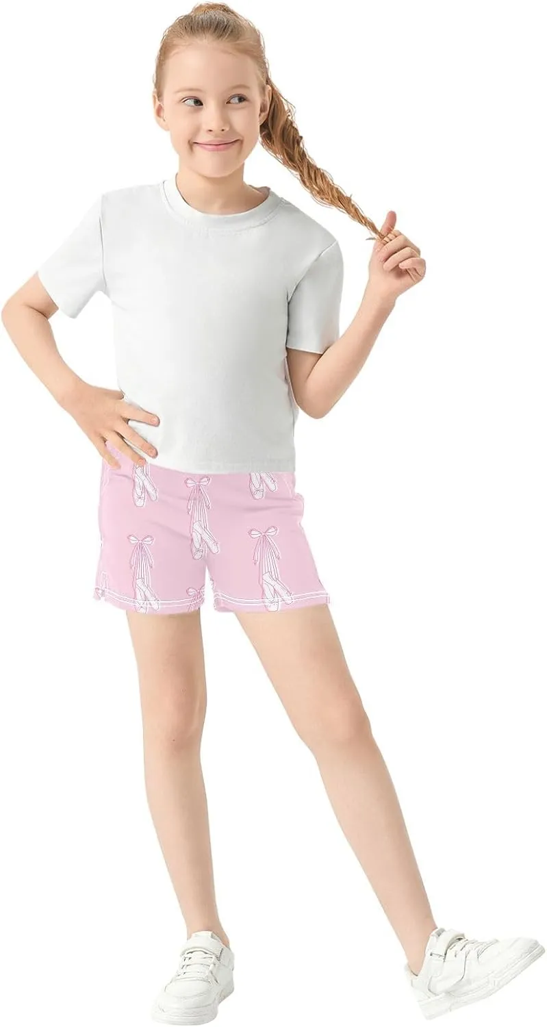 Girls Athletic Shorts Summer Elastic Casual Shorts with Pockets Kids Bottom Sports for Girls 7-15Y