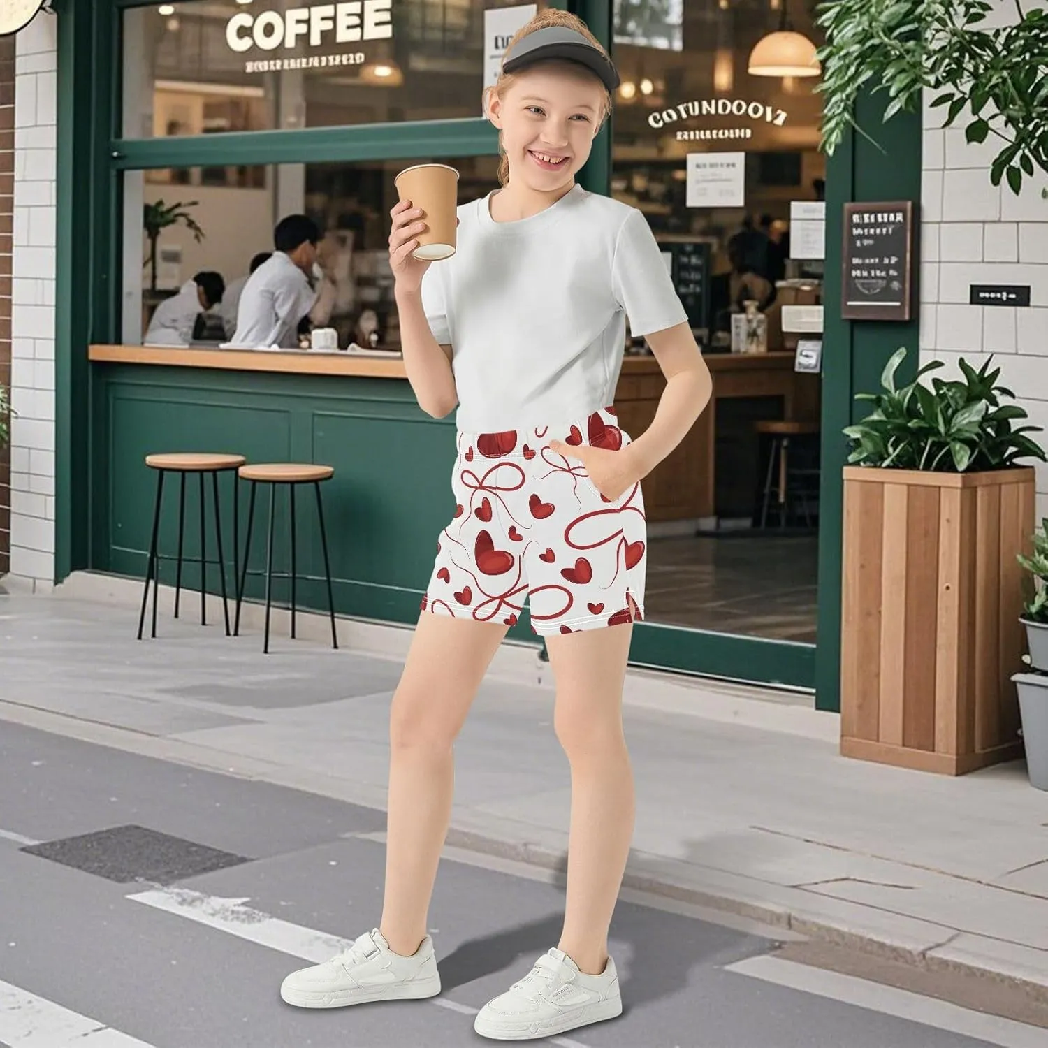 Girls Athletic Shorts Summer Elastic Casual Shorts with Pockets Kids Bottom Sports for Girls 7-15Y