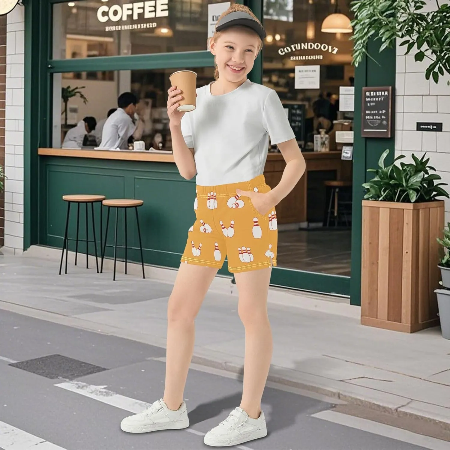 Girls Athletic Shorts Summer Elastic Casual Shorts with Pockets Kids Bottom Sports for Girls 7-15Y