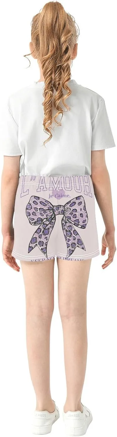 Girls Athletic Shorts Summer Elastic Casual Shorts with Pockets Kids Bottom Sports for Girls 7-15Y