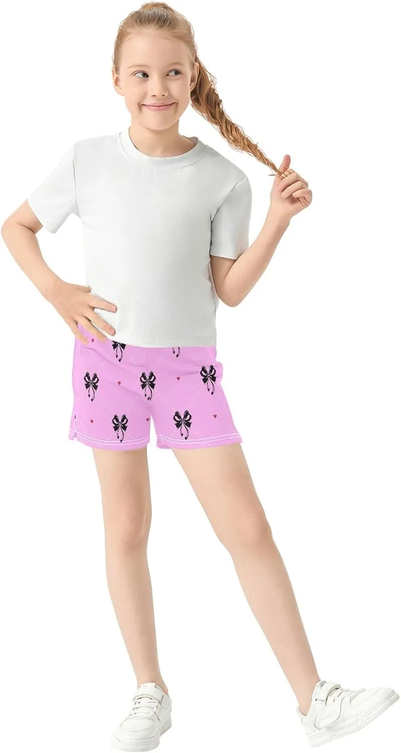 Girls Athletic Shorts Summer Elastic Casual Shorts with Pockets Kids Bottom Sports for Girls 7-15Y