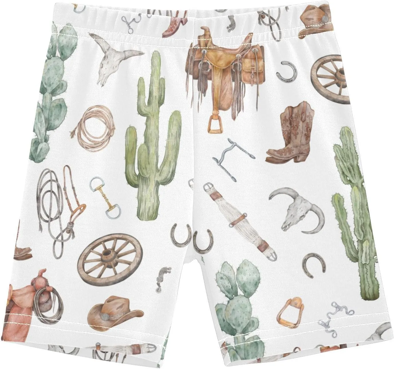 Girls' Bike Shorts Cowboy Saddle Horse Shoe Soft Cotton Leggings Shorts for Kids Summer Clothes 4-10 Years