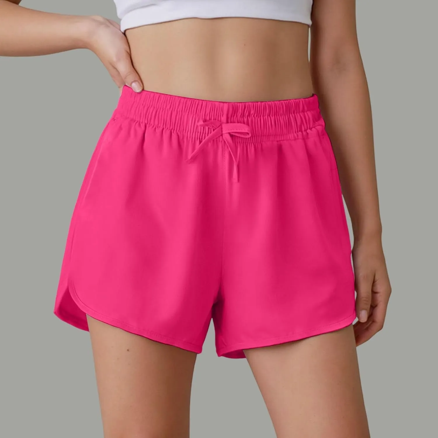 Girls Casual Shorts Kids Summer Elastic Waist Outdoor Running Athletic Shorts Quick Dry Sports Active Joggers with Pockets