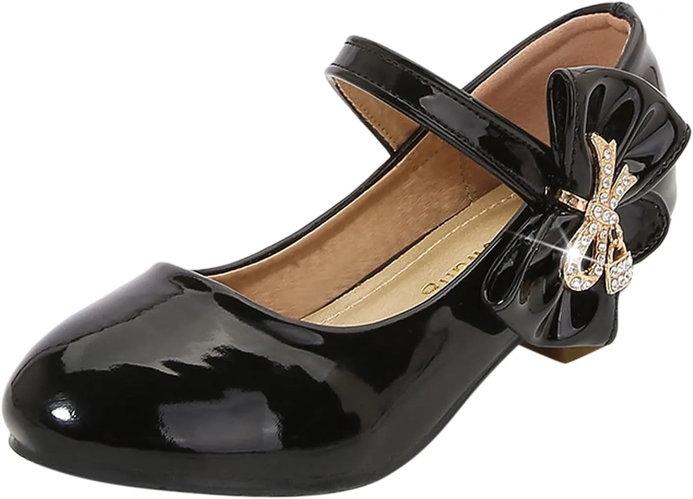 Girls Paten?? Leather Dress Shoes Low Heels Toddler Mary Jane Shoes Flower Shoes with Bow for School Part?? Wedding