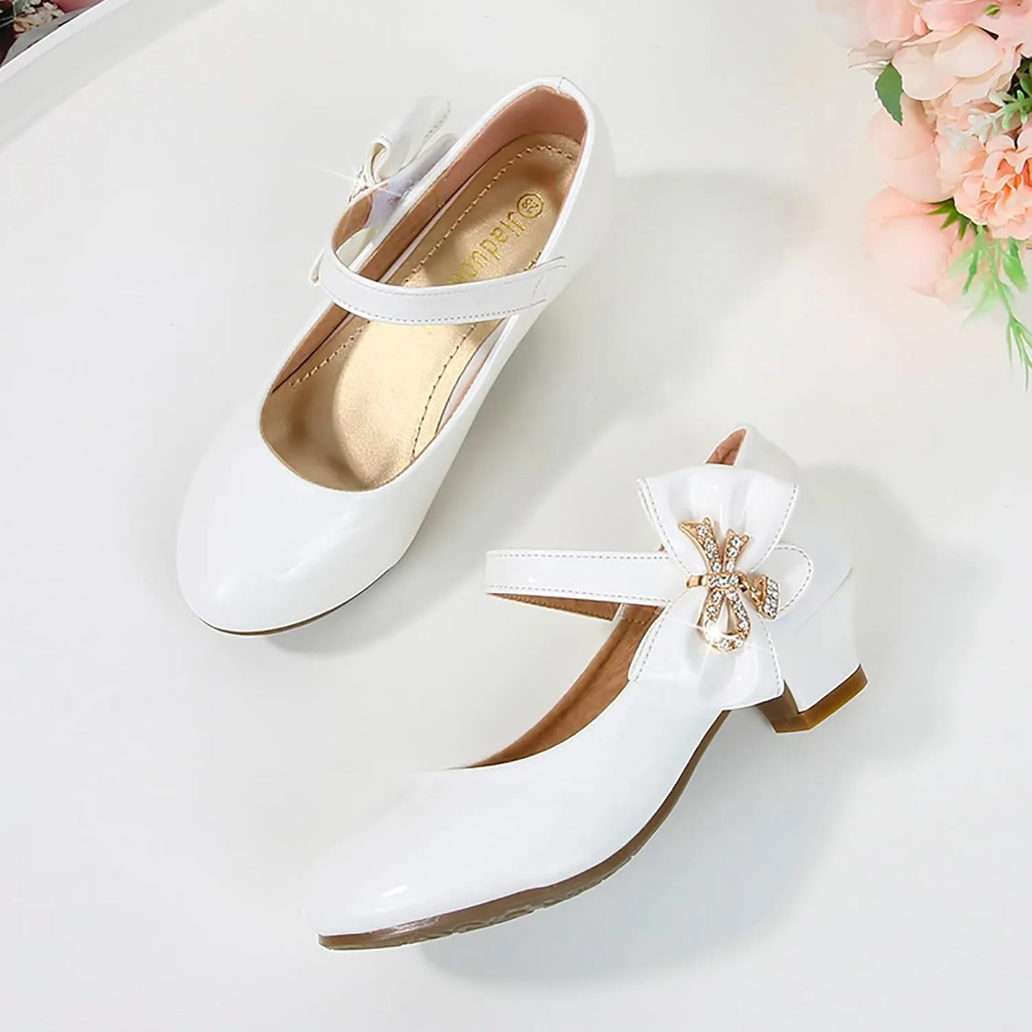 Girls Patent Leather Dress Shoes Low Heels Toddler Mary Jane Shoes Flower Girl Shoes for School Party Wedding
