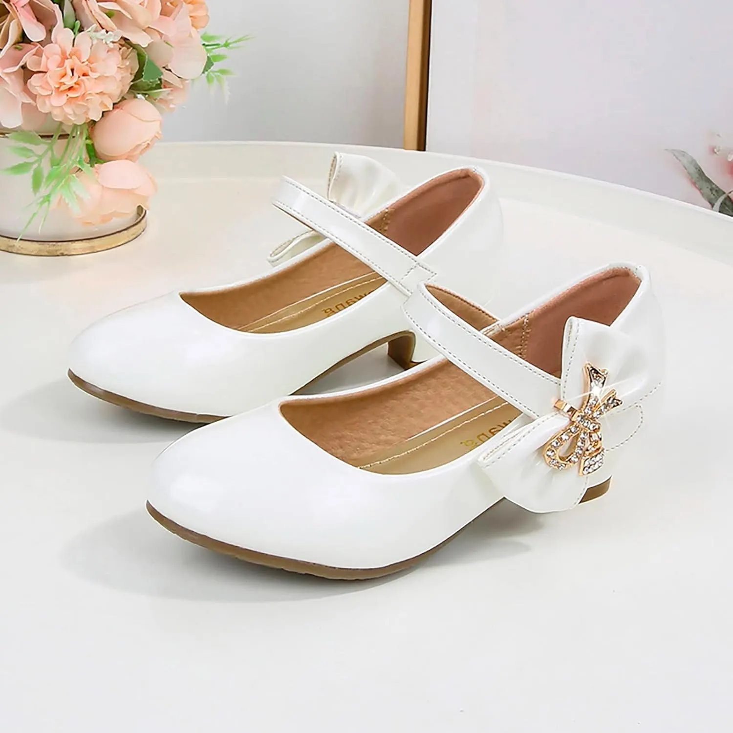 Girls Patent Leather Dress Shoes Low Heels Toddler Mary Jane Shoes Flower Girl Shoes for School Party Wedding