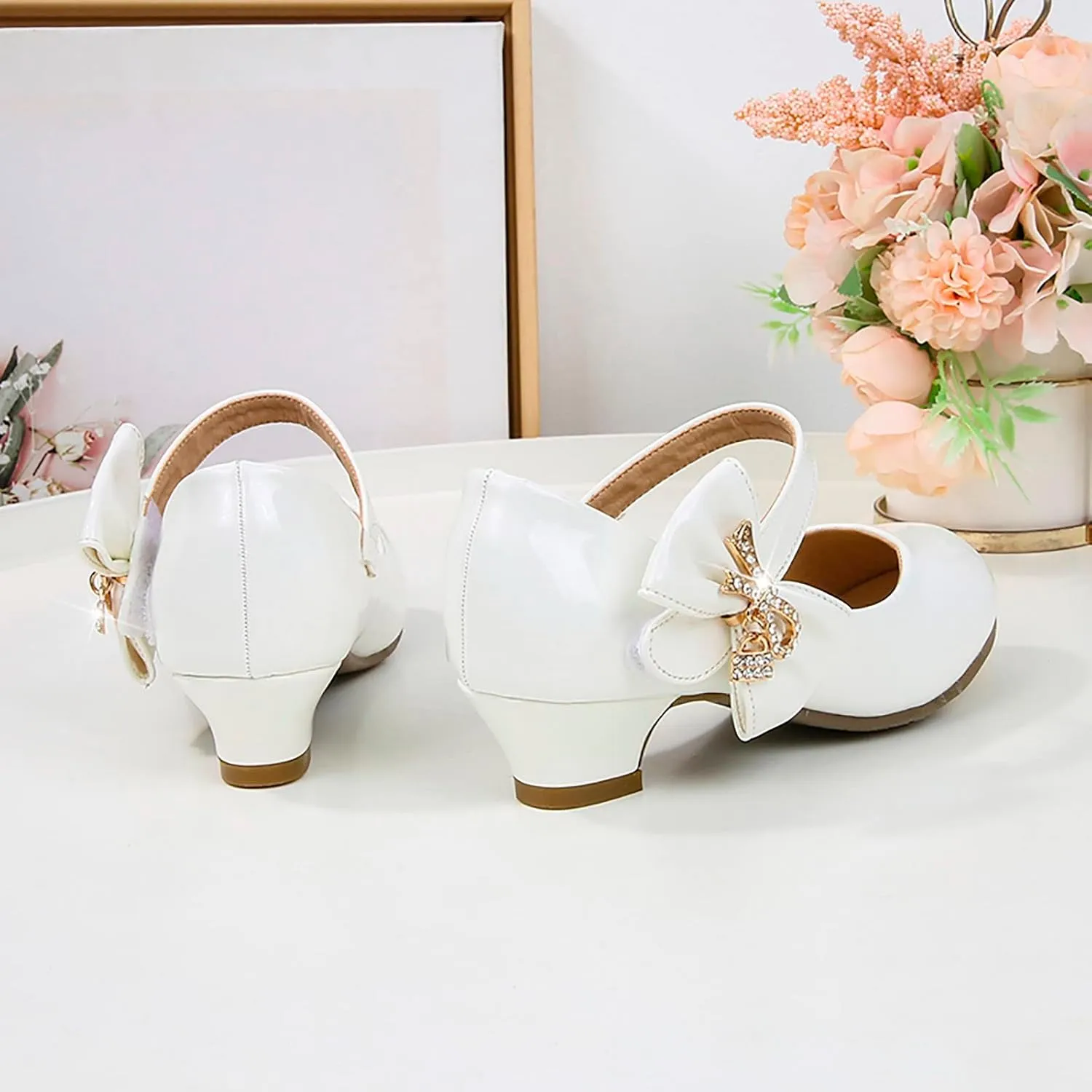 Girls Patent Leather Dress Shoes Low Heels Toddler Mary Jane Shoes Flower Girl Shoes for School Party Wedding