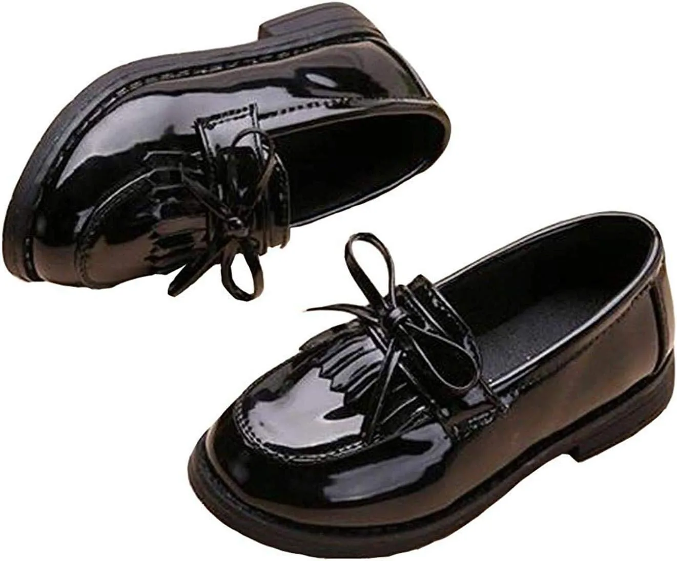 Girls Patent Leather Slip-On Penny Loafers Oxford Flats School Uniform Dress Shoes