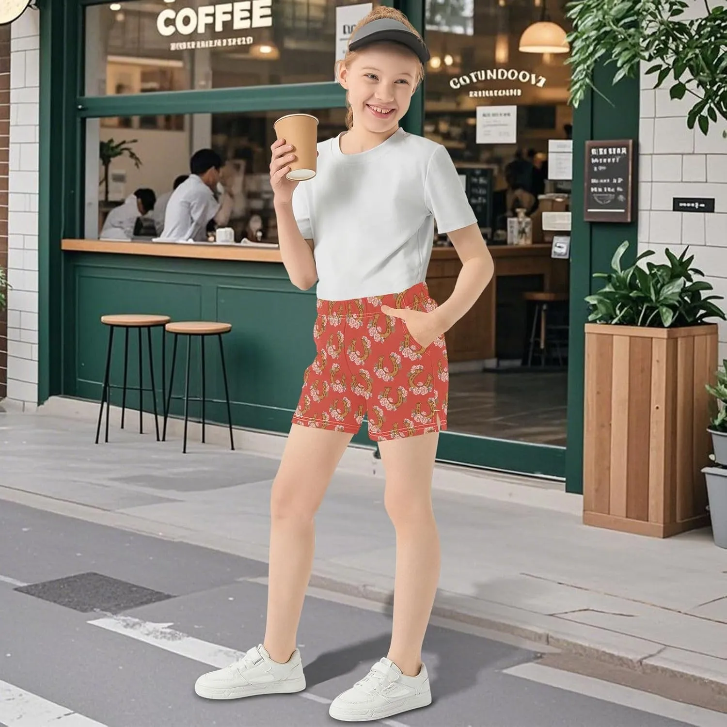 Girls Running Shorts Active Short Summer Sports Shorts with Pocket for Kids 7-15 Years