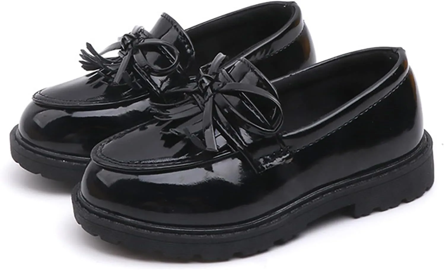 Girls Slip On Leather Loafer Tassel Bow School Dress Shoes For Girls Girls Dress up