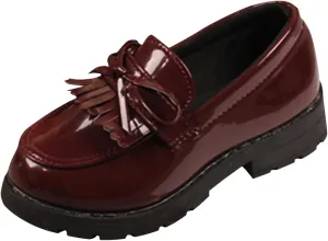 Girls Slip On Leather Loafer Tassel Bow School Dress Shoes for Girls Little Girls Dress Shoes