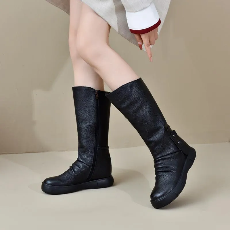 Handmade Casual Lace-Up Leather Boots