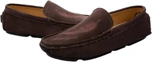 HOOENG Driving Moccasins Smoking Loafer for Men Genuine Leather Round Toe Leaf Embroidery Perforated Faux Fur Lined Option Soft Flat Heel Resistant Flexible (Color : Brown, Size : 8)