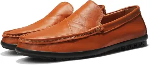 HOOENG Loafer Shoes Driving Moccasins for Men Genuine Leather Round Toe Stitching Details Rubber Sole Anti-Slip Resistant Flat Heel Flexible Outdoor Slip On (Color : Light Brown, Size : 8)