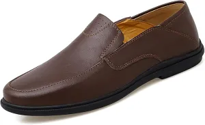 HOOENG Loafers Driving Moccasins Loafer Shoes for Men Genuine Leather Stitching Details Round Toe Flexible Resistant Comfortable Flat Heel Soft Casual Slip on (Color : Brown, Size : 9)