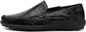 HOOENG Smoking Loafer for Men Stitching Details Simple Driving Loafers Moccasins Shoes Leather Flat Heel Resistant Flexible Anti-Slip Lightweight Driving (Color : Black, Size : 6.5)