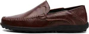 HOOENG Smoking Loafer for Men Stitching Details Simple Driving Loafers Moccasins Shoes Leather Flat Heel Resistant Flexible Anti-Slip Lightweight Driving (Color : Brown, Size : 10)