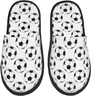 House Slippers for Womens Men - white soccer balls football Soft House Shoes Fuzzy Slippers, Lightweight Slip-On Cozy House Slippers for Womens Indoor Outdoor