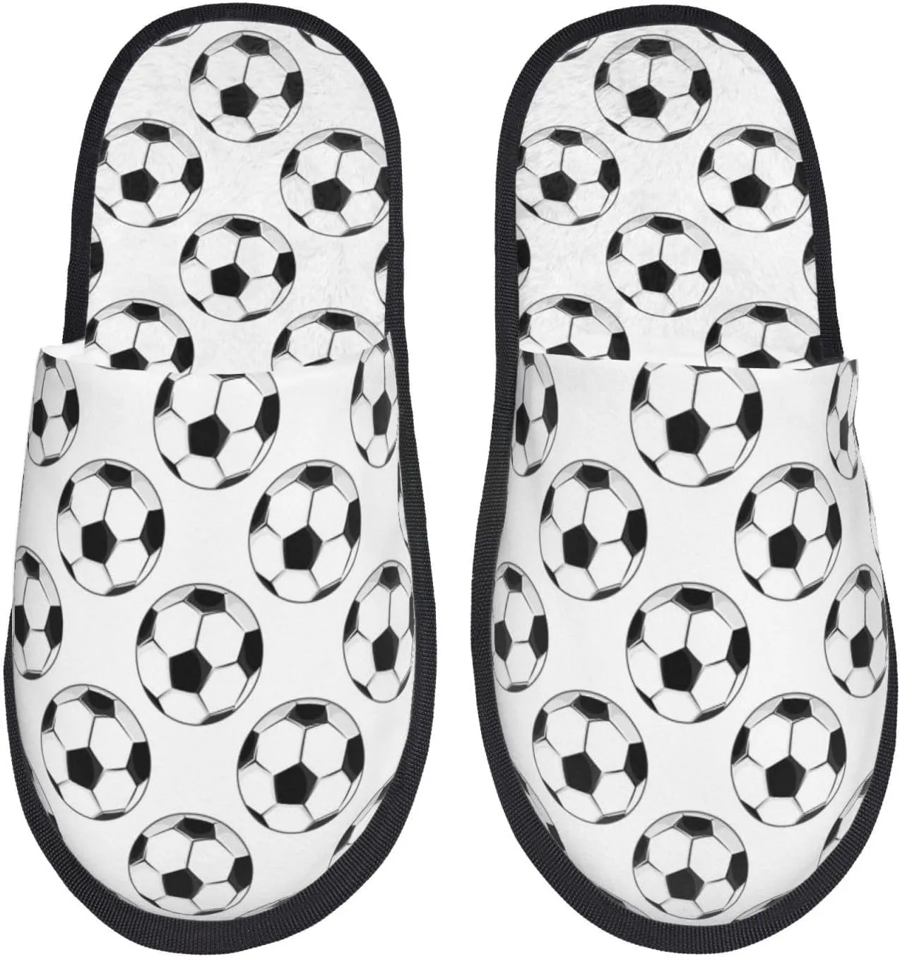House Slippers for Womens Men - white soccer balls football Soft House Shoes Fuzzy Slippers, Lightweight Slip-On Cozy House Slippers for Womens Indoor Outdoor