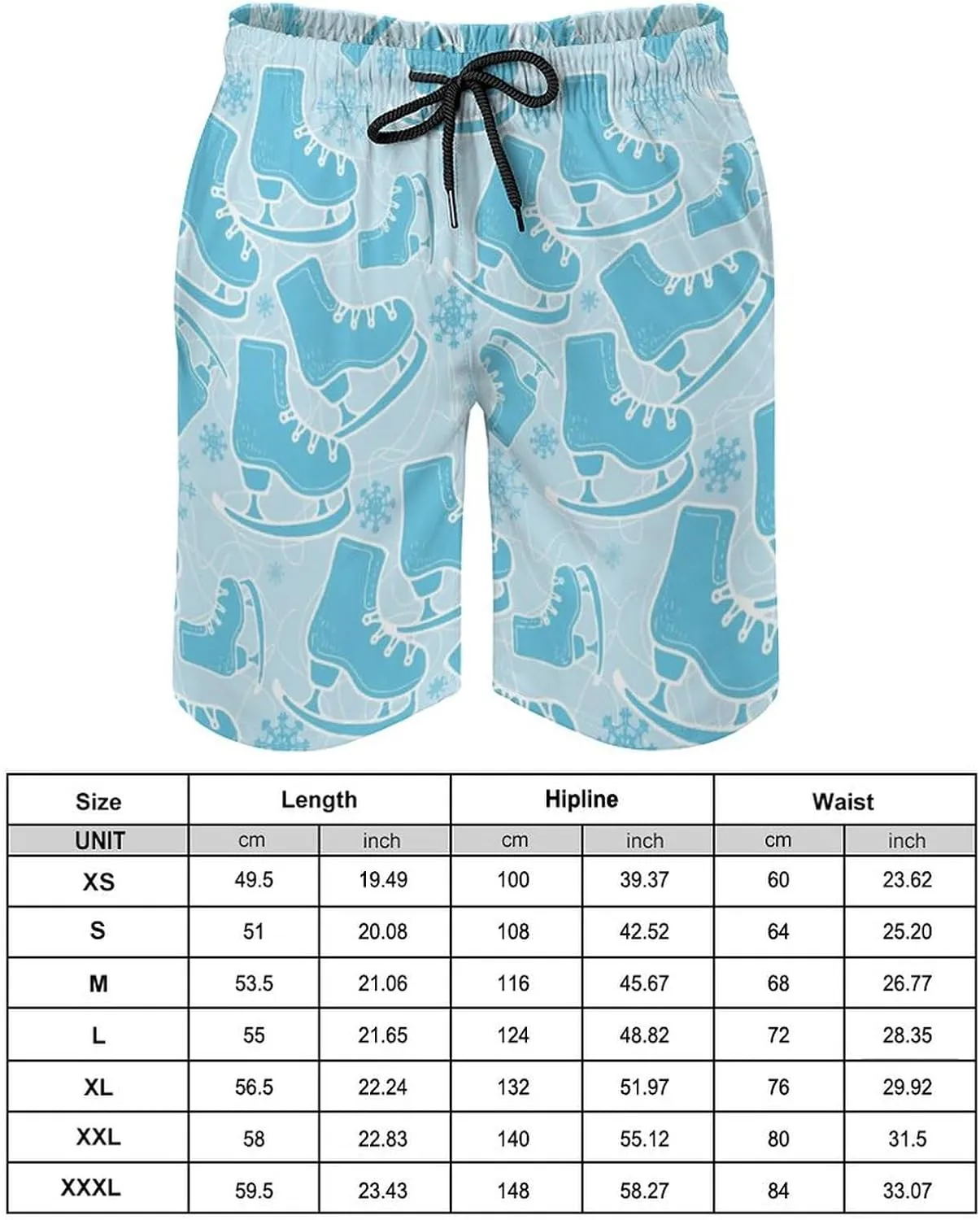 Ice-Skate Figure Skating Shoes Mens Swim Trunks with Mesh Lining Stretch Swimming Shorts Quick Dry with Pockets for Beach
