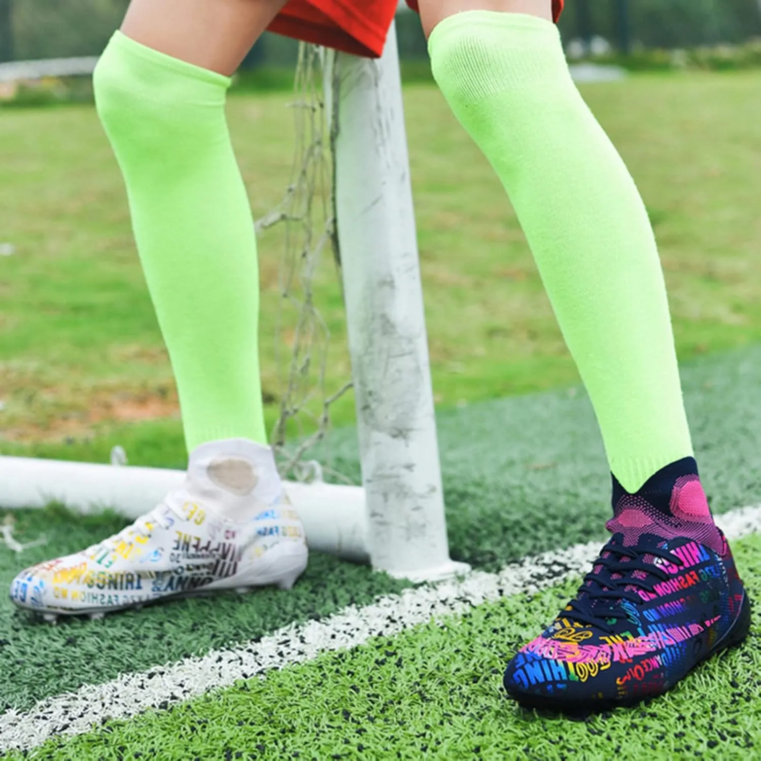 Indoor Youth Football Cleats,Outdoor Sports Fg/Ag Cleats Men Football Shoes,High-Top Comfortable Turf Kids Soccer Cleats,Breathable Lightweight,for Athletics