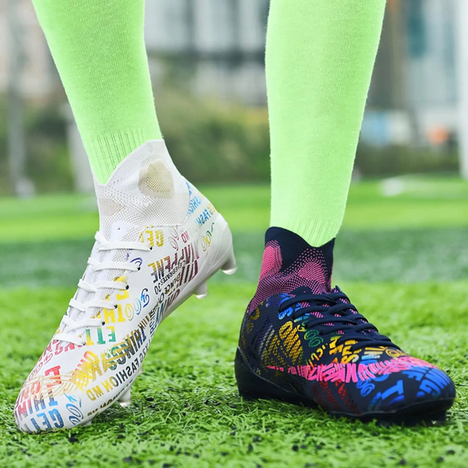 Indoor Youth Football Cleats,Outdoor Sports Fg/Ag Cleats Men Football Shoes,High-Top Comfortable Turf Kids Soccer Cleats,Breathable Lightweight,for Athletics