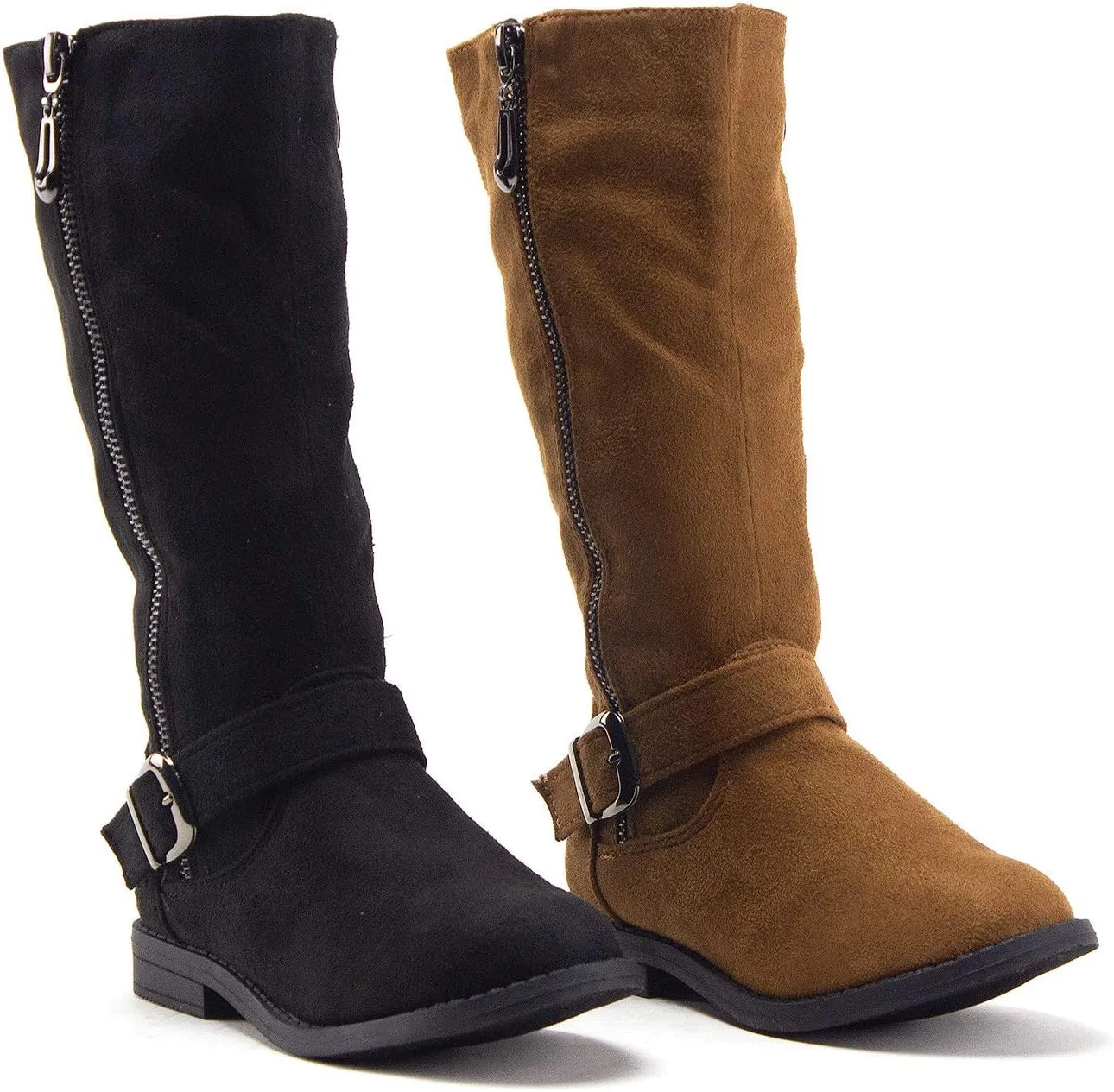 Jazam?? Little Girls Mila Tall Knee High Zipped Round Toe Riding Dress Boots