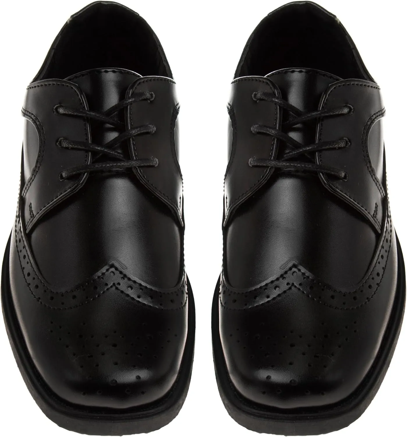 Josmo Boys Classic Comfort Oxford Shoe - Wing Tip Formal Dress Shoes lace up - Black/Brown (Sizes: 7-10 Toddler / 11-2 Little Kid / 3-6 Big Kid)