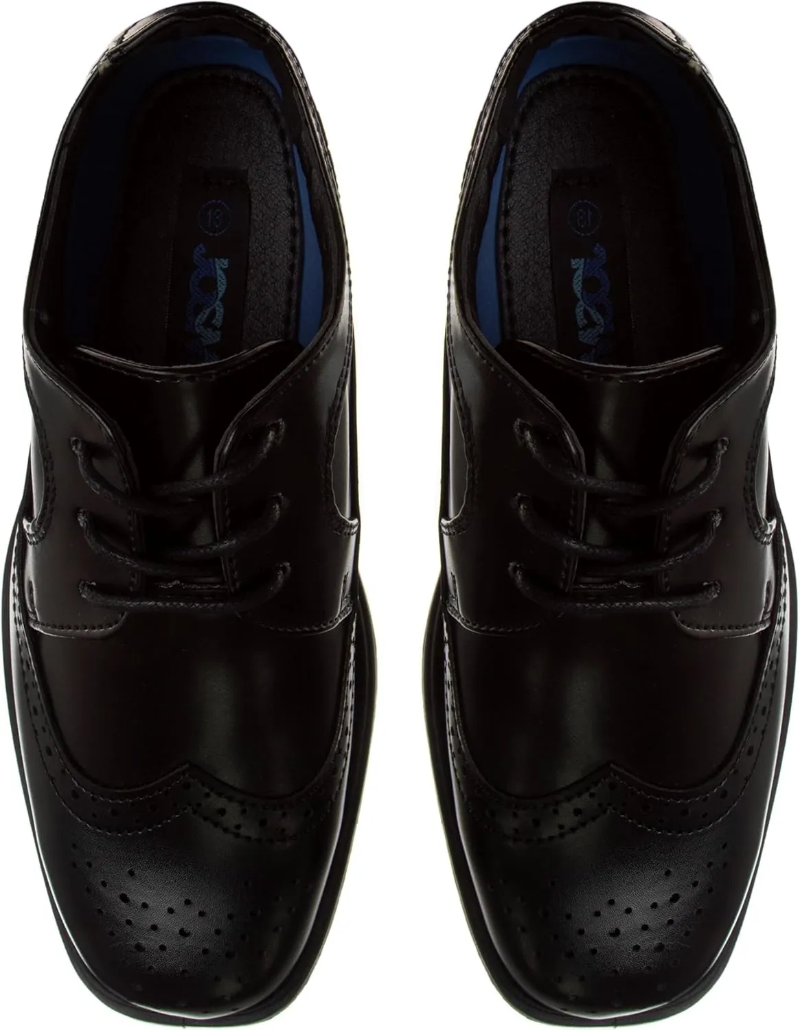 Josmo Boys Classic Comfort Oxford Shoe - Wing Tip Formal Dress Shoes lace up - Black/Brown (Sizes: 7-10 Toddler / 11-2 Little Kid / 3-6 Big Kid)